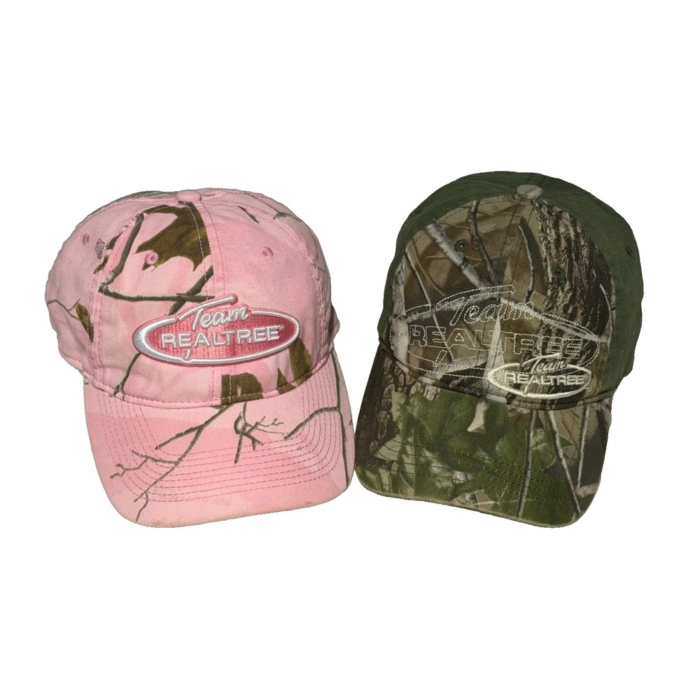 Team Realtree His and Hers Camo Hat Pink Green Adjustable Set of 2 Camouflage
